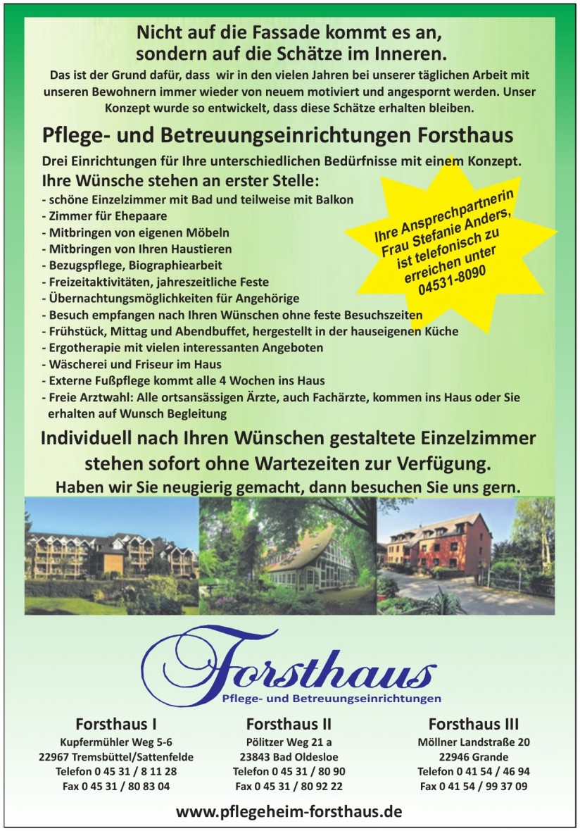 Forsthaus Pflege- und Betreuungseinrichtungen